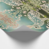 White Floral Rabbit Spring Art Cadeaupapier (Hoek)