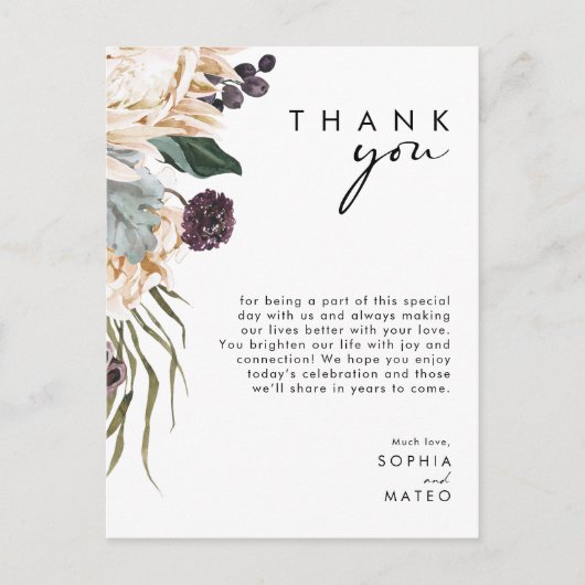 White Floral Reception Hartelijk dank Briefkaart (Voorkant)