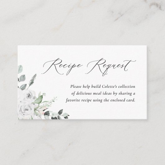 White Floral Recipe Request Douche Enclosure Kaart (Voorkant)