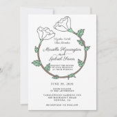 White Floral Ring Wedding Uitnodiging (Voorkant)