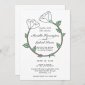 White Floral Ring Wedding Uitnodiging (Voorkant / Achterkant)