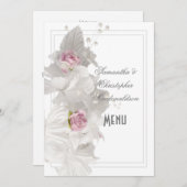 White floral roos bruiloft menu (Voorkant / Achterkant)