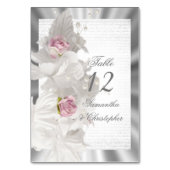 White floral roos bruiloft table number kaart (Voorkant)