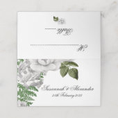 White Floral Roos en Fern Bouquet Wedding Plaatskaartje (Buitenkant ongevouwen)
