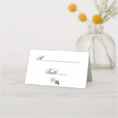 White Floral Roos en Fern Bouquet Wedding Plaatskaartje (Achterkant)