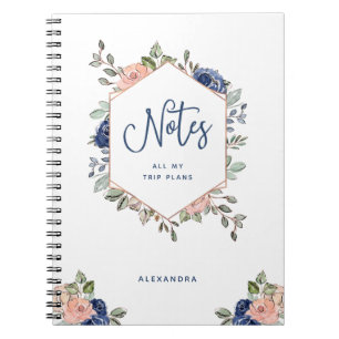 White Floral   Roos Gold Geometric Notitieboek