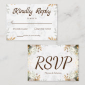 White Floral RSVP Card Elegant Simple RSVP Notitiekaartje (Voorkant / Achterkant)