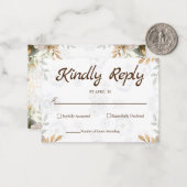 White Floral RSVP Card Elegant Simple RSVP Notitiekaartje (Voorkant / Achterkant in situ)