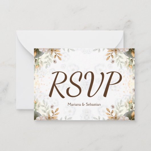 White Floral RSVP Card Elegant Simple RSVP Notitiekaartje (Achterkant)