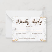 White Floral RSVP Card Elegant Simple RSVP Notitiekaartje (Voorkant)