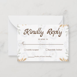 White Floral RSVP Card Elegant Simple RSVP Notitiekaartje