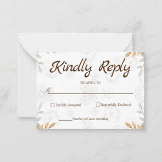 White Floral RSVP Card Elegant Simple RSVP Notitiekaartje
