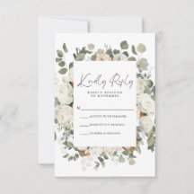 White Floral RSVP-kaart