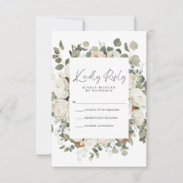 White Floral RSVP-kaart RSVP Kaartje