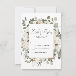 White Floral RSVP-kaart RSVP Kaartje