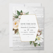 White Floral Rustic Barn Country Weddenfoto Save The Date (Voorkant)