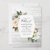 White Floral Rustic Barn Country Weddenschap Foto  Kaart (Voorkant)