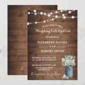 White Floral Rustic Elegant Lights Wooden Kaart (Voorkant / Achterkant)