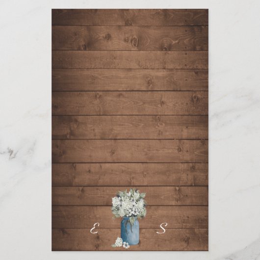 White Floral Rustic Elegant Lights Wooden Wedding (Achterkant)