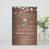 White Floral Rustic Elegant Lights Wooden Wedding (Staand voorkant)