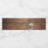 White Floral Rustic Elegant Lights Wooden Wedding Waterfles Etiket (Enkel label)