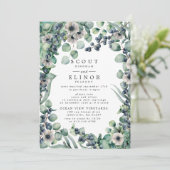 White Floral Rustic Elopement Reception Kaart (Staand voorkant)