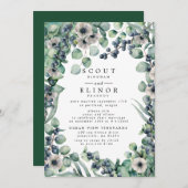White Floral Rustic Elopement Reception Kaart (Voorkant / Achterkant)