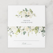 White Floral Rustic Wood Wedding Elegant Plaatskaartje (Buitenkant ongevouwen)
