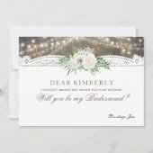 White Floral Rustic wordt mijn bruidsmeisje Kaart (Voorkant)