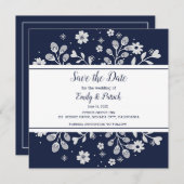 White Floral Save the Date (Voorkant / Achterkant)