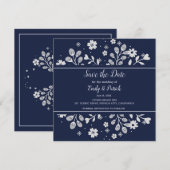 White Floral Save the Date (Voorkant / Achterkant)