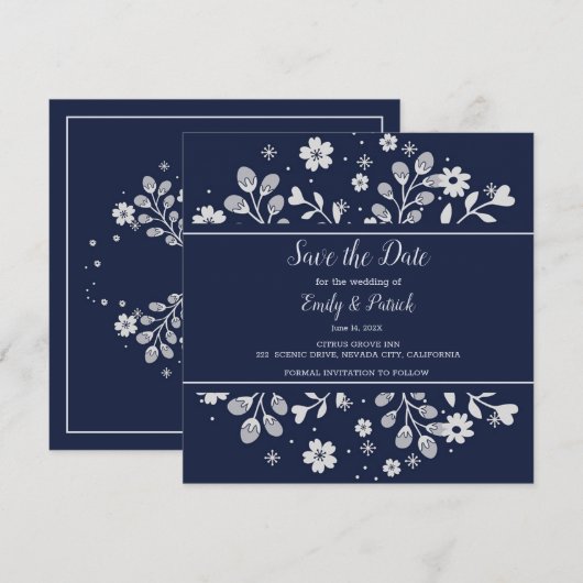 White Floral Save the Date (Voorkant / Achterkant)