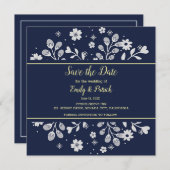 White Floral Save the Date (Voorkant / Achterkant)