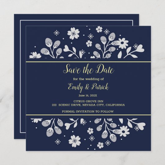 White Floral Save the Date (Voorkant / Achterkant)