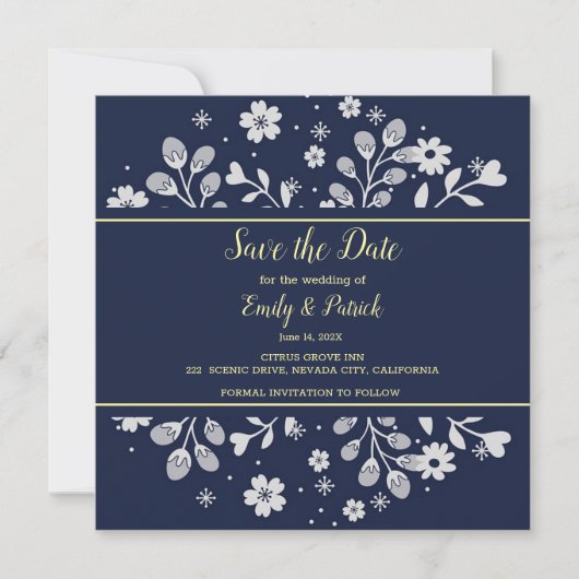 White Floral Save the Date (Voorkant)