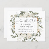 White Floral Save the Date (Voorkant / Achterkant)