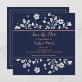 White Floral Save the Date (Voorkant / Achterkant)