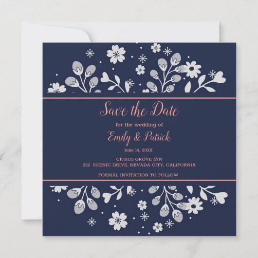 White Floral Save the Date (Voorkant)