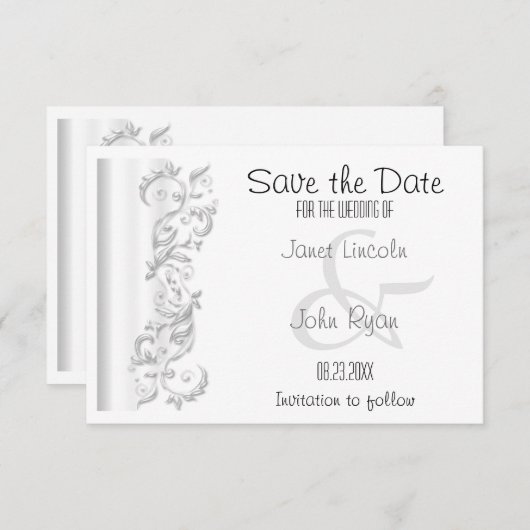 White Floral Save the Date Design (Voorkant / Achterkant)