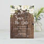 White Floral Save the Date Wedding Kaart (Staand voorkant)