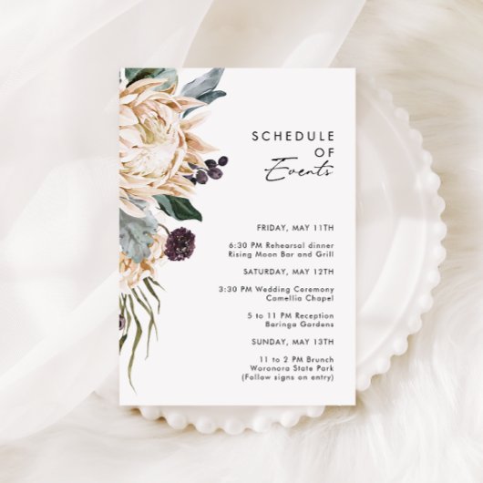 White Floral Schema van Evenementen Enclosure Kaar Informatiekaartje