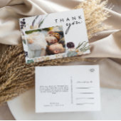 White Floral Script Photo Weddenschap Bedankt Briefkaart