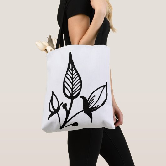 White Floral Shoulder Canvas tas (Dichtbij)