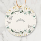 White Floral Silver Butterflies Princess Tiara Bedankjes Labels (Achterkant)