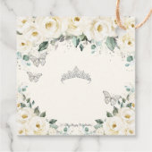 White Floral Silver Butterflies Princess Tiara Bedankjes Labels (Achterkant)