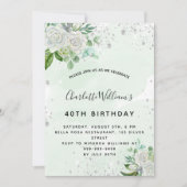 White floral Silver greenery jarig Kaart (Voorkant)