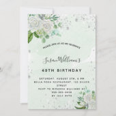 White floral Silver greenery verjaardagsluxe Kaart (Voorkant)
