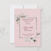 White Floral Silver Lijst op Roze Afstuderen