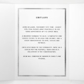 White floral Silver-voudig begrafenisprogramma Drieluik Aankondiging (Binnenkant midden)