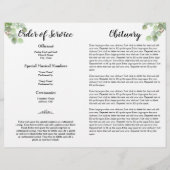 White Floral Simple Photo Funeral Program Budget (Achterkant)